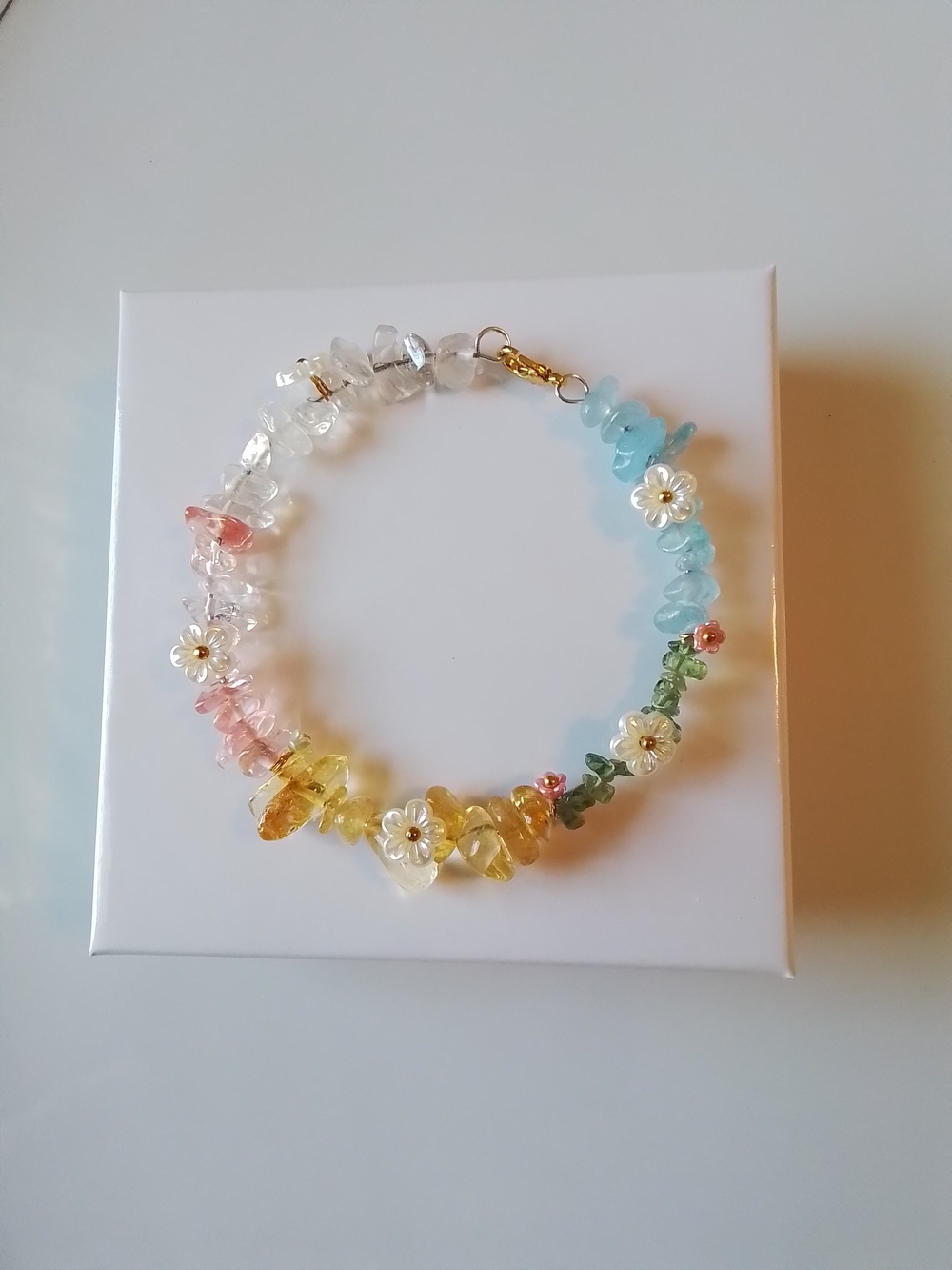Natural Gemstone Multicolor Wire Bracelet
